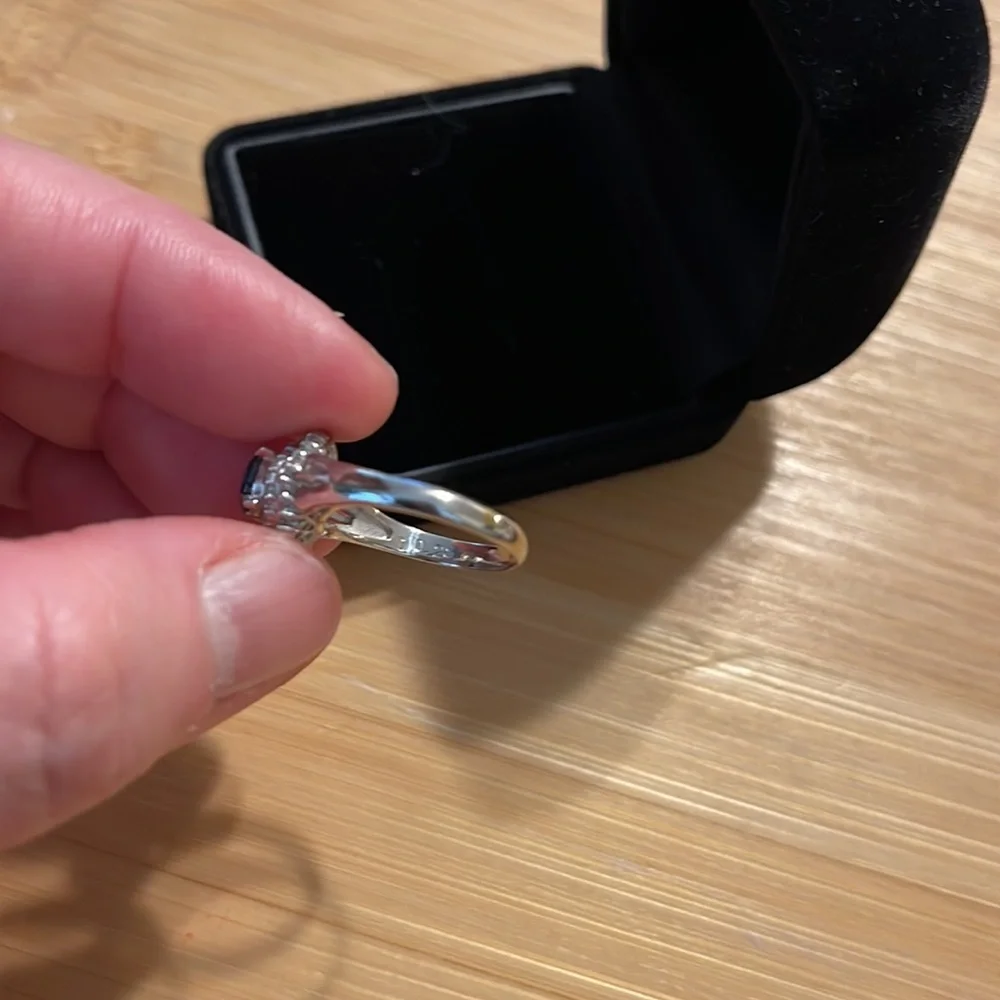 Hallmarked Pt900 natural Sapphire & natural Diamond ring with certificate size 5 - Picture 8 of 14